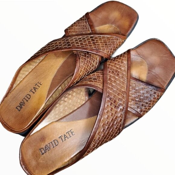 David Tate Shoes - Vintage woven leather David Tate Brown Criss-Cross Sandals
